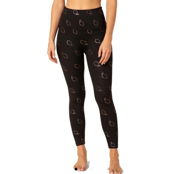 Beyond Yoga Lemon Sparkle High Waisted Midi‎ Legging Black/Rosegold New RT$88 - Picture 1 of 7